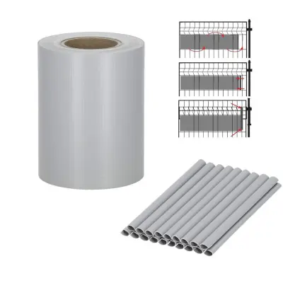 Cinta de Valla PVC de 35m x 19 cm 450 g/m2 z 20 sponkami, siva