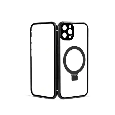 Prozorna magnetna torbica s stojalom za iPhone Black  iPhone 14