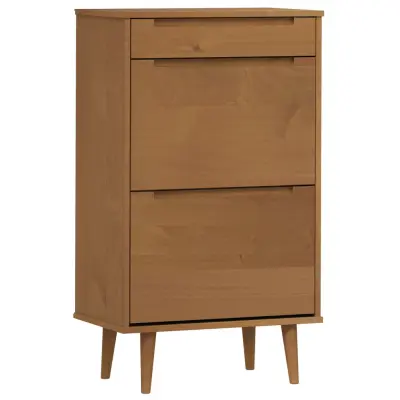 vidaXL Omara za čevlje MOLDE rjava 59,5x35x103 cm trdna borovina