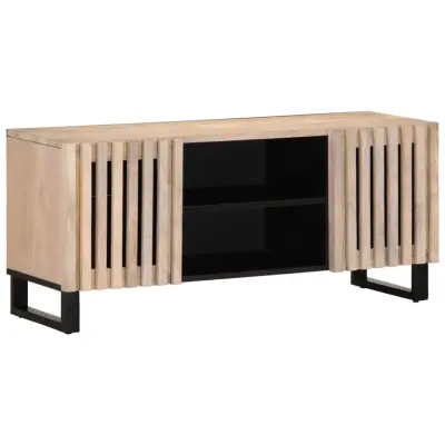 vidaXL TV omarica bela 105x34x46 cm trden mangov les