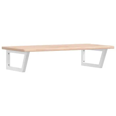 vidaXL Stenska polica za umivalnik jeklo in trdna hrastovina