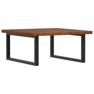 vidaXL Stenska polica za umivalnik jeklo in trdna hrastovina