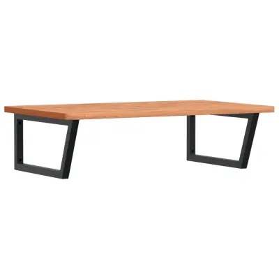 vidaXL Stenska polica za umivalnik jeklo in trdna bukovina