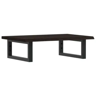 vidaXL Stenska polica za umivalnik jeklo in trdna hrastovina