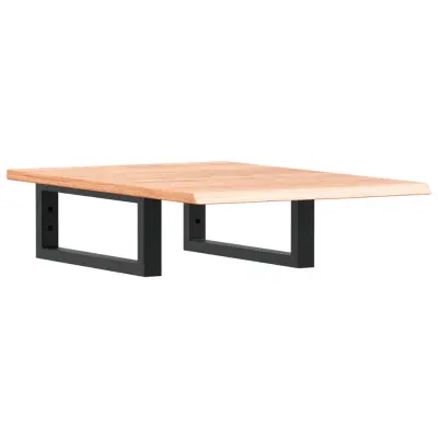 vidaXL Stenska polica za umivalnik jeklo in trdna hrastovina