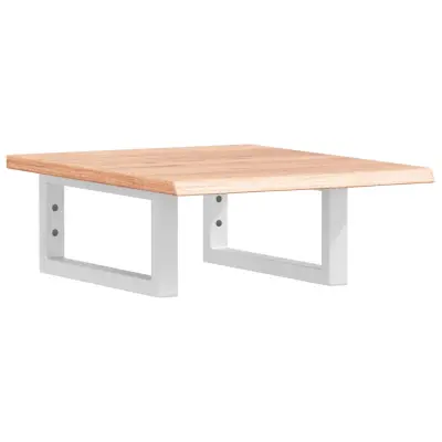 vidaXL Stenska polica za umivalnik jeklo in trdna hrastovina