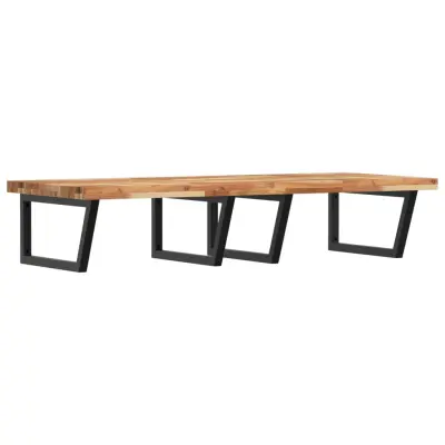 vidaXL Stenska polica za umivalnik jeklo in trden akacijev les