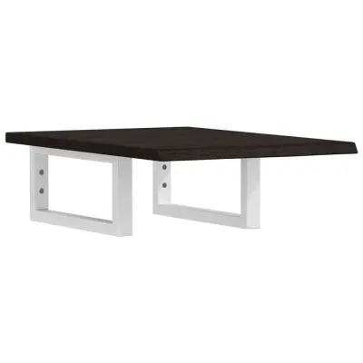 vidaXL Stenska polica za umivalnik jeklo in trdna hrastovina