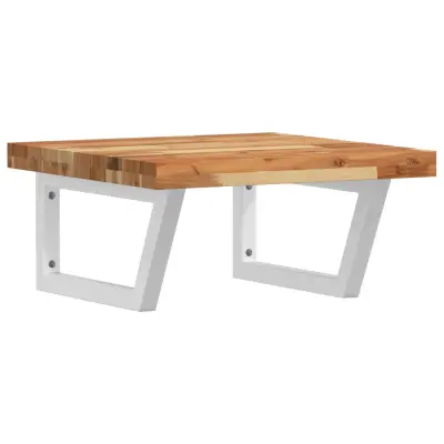 vidaXL Stenska polica za umivalnik jeklo in trden akacijev les