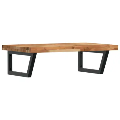 vidaXL Stenska polica za umivalnik jeklo in trden akacijev les