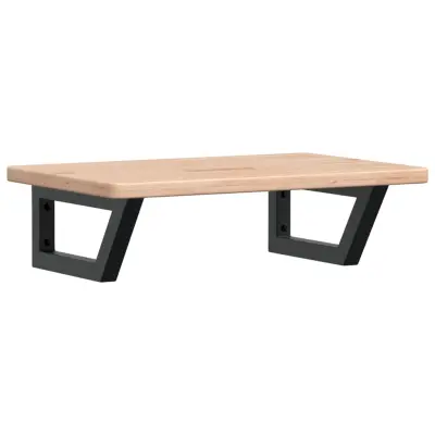 vidaXL Stenska polica za umivalnik jeklo in trdna hrastovina