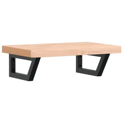 vidaXL Stenska polica za umivalnik jeklo in trdna bukovina