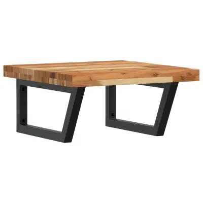 vidaXL Stenska polica za umivalnik jeklo in trden akacijev les