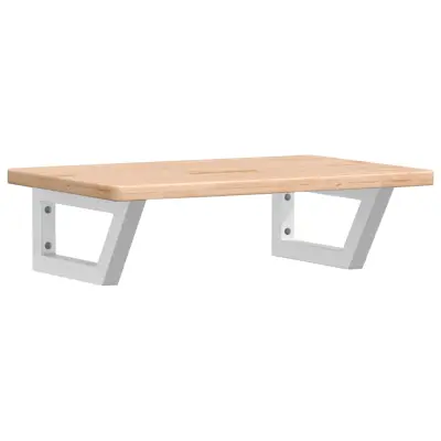 vidaXL Stenska polica za umivalnik jeklo in trdna hrastovina