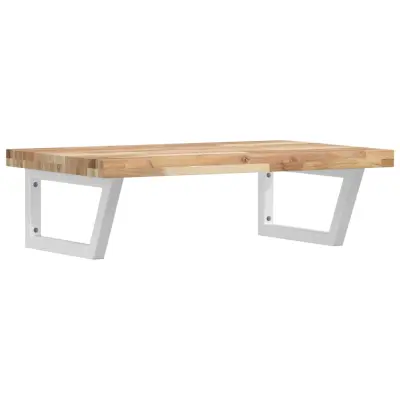 vidaXL Stenska polica za umivalnik jeklo in trden akacijev les