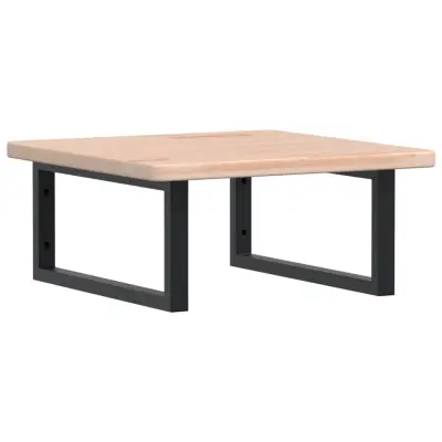 vidaXL Stenska polica za umivalnik jeklo in trdna hrastovina