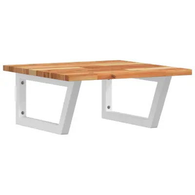 vidaXL Stenska polica za umivalnik jeklo in trden akacijev les