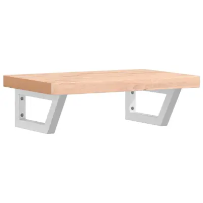 vidaXL Stenska polica za umivalnik jeklo in trdna bukovina