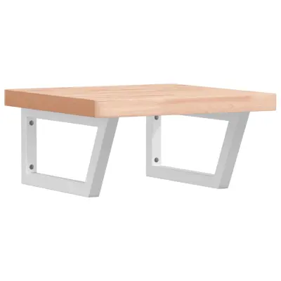 vidaXL Stenska polica za umivalnik jeklo in trdna bukovina