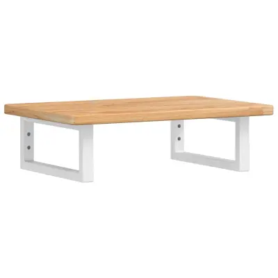 vidaXL Stenska polica za umivalnik jeklo in trdna hrastovina