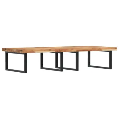 vidaXL Stenska polica za umivalnik jeklo in trden akacijev les