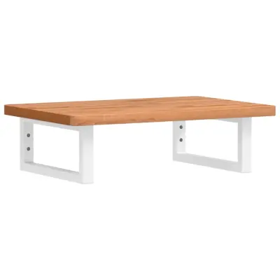 vidaXL Stenska polica za umivalnik jeklo in trdna bukovina