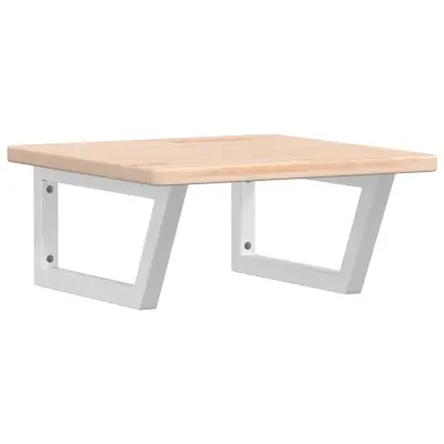 vidaXL Stenska polica za umivalnik jeklo in trdna hrastovina