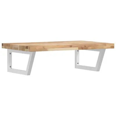 vidaXL Stenska polica za umivalnik jeklo in trden akacijev les