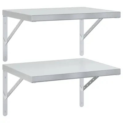 vidaXL Stenske police 2 kosa 50x40 cm srebrna nerjaveče jeklo