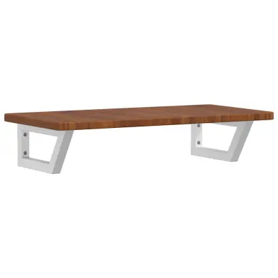 vidaXL Stenska polica za umivalnik jeklo in trdna hrastovina