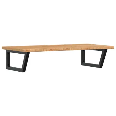 vidaXL Stenska polica za umivalnik jeklo in trdna hrastovina