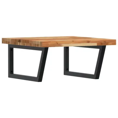 vidaXL Stenska polica za umivalnik jeklo in trden akacijev les