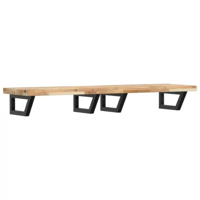 vidaXL Stenska polica za umivalnik jeklo in trden akacijev les