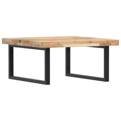 vidaXL Stenska polica za umivalnik jeklo in trden akacijev les