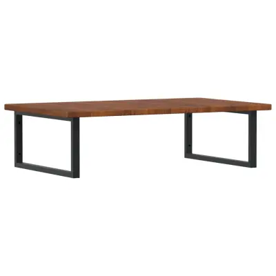 vidaXL Stenska polica za umivalnik jeklo in trdna hrastovina