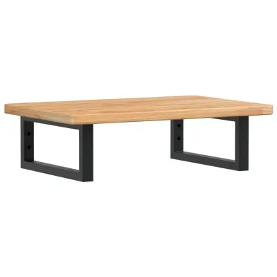 vidaXL Stenska polica za umivalnik jeklo in trdna hrastovina