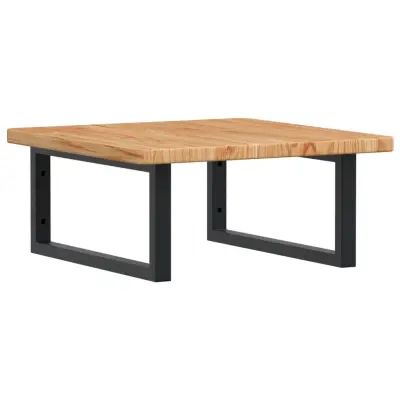 vidaXL Stenska polica za umivalnik jeklo in trdna hrastovina