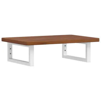 vidaXL Stenska polica za umivalnik jeklo in trdna hrastovina