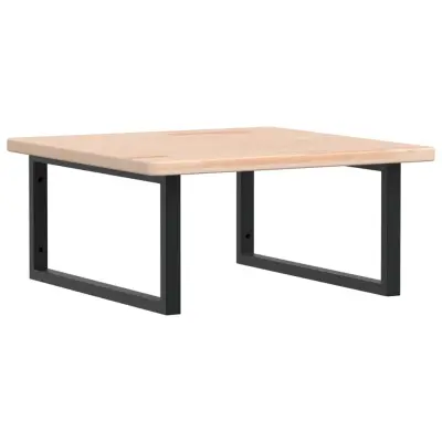 vidaXL Stenska polica za umivalnik jeklo in trdna hrastovina