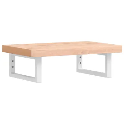 vidaXL Stenska polica za umivalnik jeklo in trdna bukovina