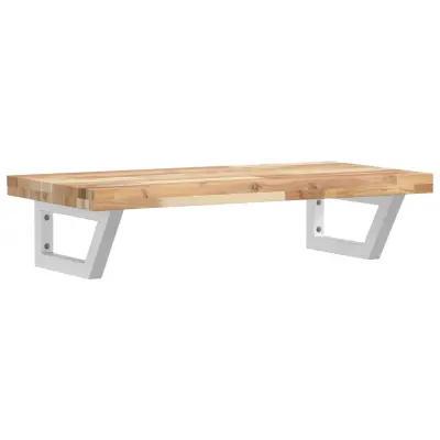 vidaXL Stenska polica za umivalnik jeklo in trden akacijev les