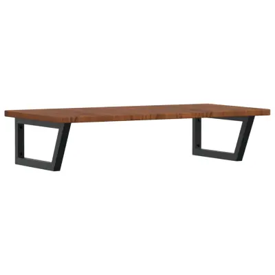 vidaXL Stenska polica za umivalnik jeklo in trdna hrastovina