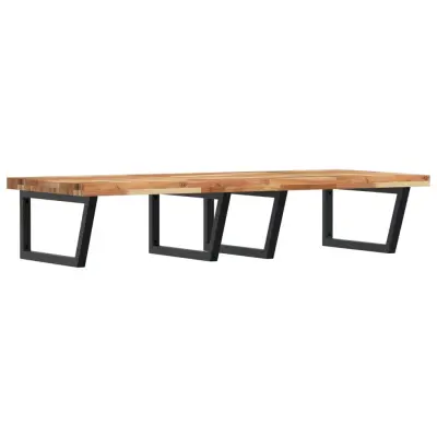 vidaXL Stenska polica za umivalnik jeklo in trden akacijev les