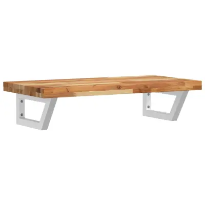 vidaXL Stenska polica za umivalnik jeklo in trden akacijev les