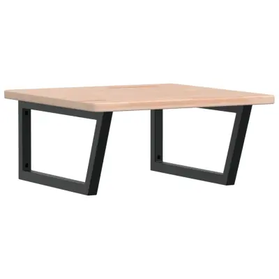 vidaXL Stenska polica za umivalnik jeklo in trdna hrastovina