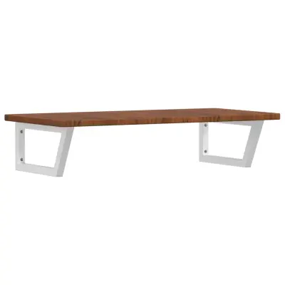 vidaXL Stenska polica za umivalnik jeklo in trdna hrastovina