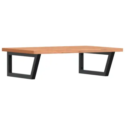 vidaXL Stenska polica za umivalnik jeklo in trdna bukovina