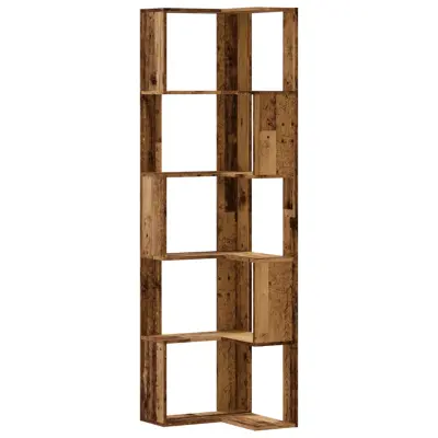 vidaXL Kotna knjižna omara 3-nadstropna starinski les 50x50x179 cm