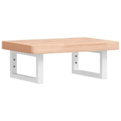 vidaXL Stenska polica za umivalnik jeklo in trdna bukovina