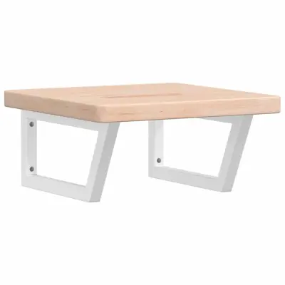 vidaXL Stenska polica za umivalnik jeklo in trdna hrastovina